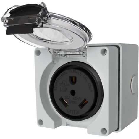 Scatola di derivazione elettrica, presa NEMA TT-30R 125V, antipolvere e resistente alle intemperie per uso esterno, adatta per camper, veicoli elettrici, generatori, ecc.