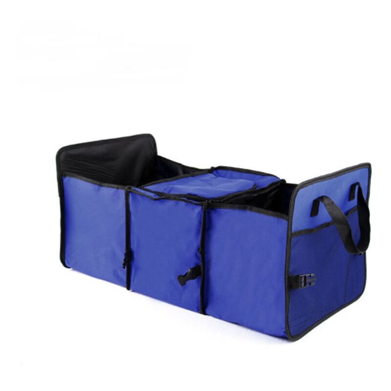 Image of Scatola di immagazzinaggio pieghevole antiscivolo, organizzatore del bagagliaio dell'auto, contenitore per alimenti giocattolo, borsa per auto (blu)
