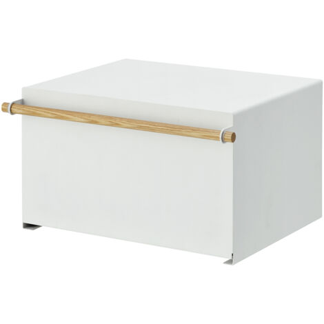 Scatola di stoccaggio bianca con maniglia in legno - L43 cm