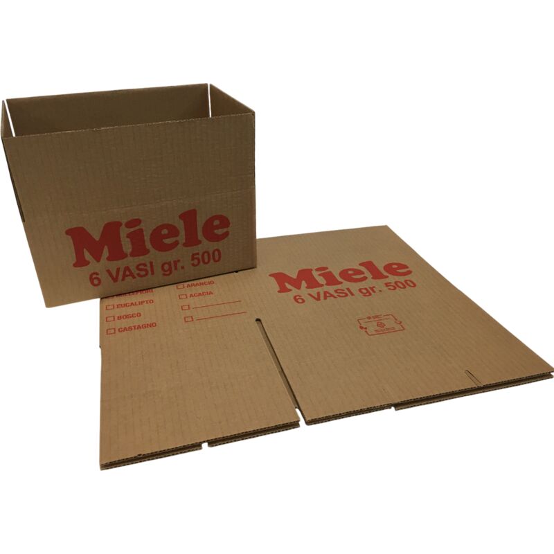 Scatola imballaggio per 6 vasi da gr. 500 completa di divisori automontanti