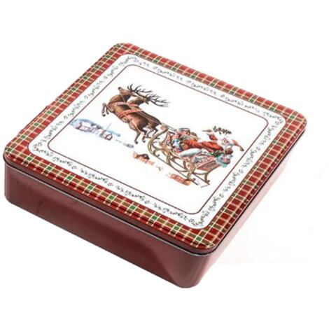 Scatola in latta con coperchio con decorazioni natalizie -Babbo Natale