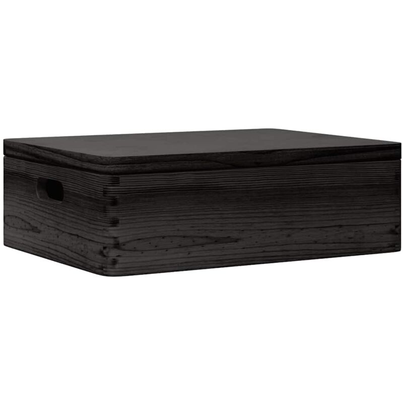 Scatola In Legno Coperchio manici Nera 40x30x13cm Legno Di Pino Vidaxl