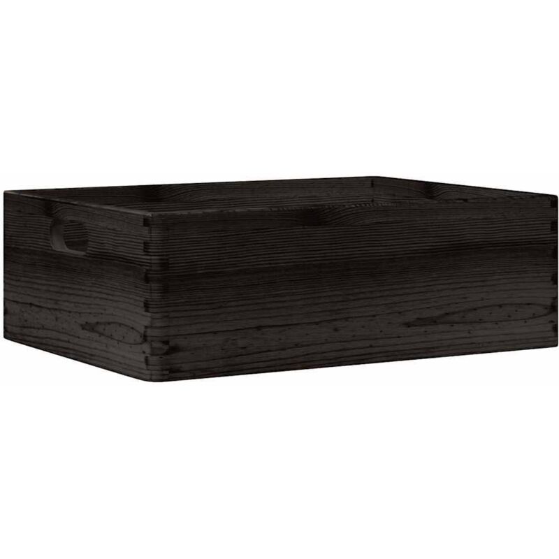Scatola In Legno Con Manici Nera 40x30x13 Cm In Legno Di Pino Vidaxl