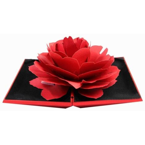 Scatola per anelli con rosa 3d in carta - rosso
