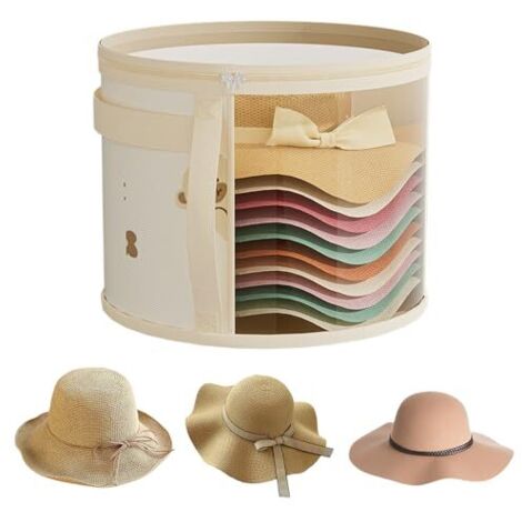 Scatola per cappelli vintage - Organizer pieghevole per cappelli con coperchio trasparente, portaoggetti da viaggio protettivo antipolvere Custodia per cappelli portatile per dormitorio