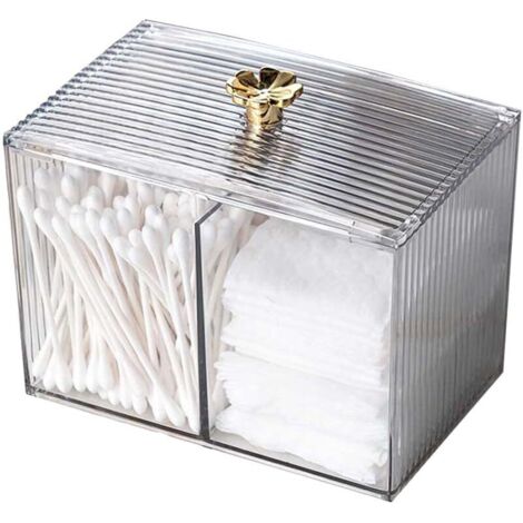 Scatola per cotton fioc, contenitore per cotton fioc, organizer per trucchi, contenitore per dischetti struccanti, porta cotton fioc in acrilico trasparente per WC, bagno, camera da letto