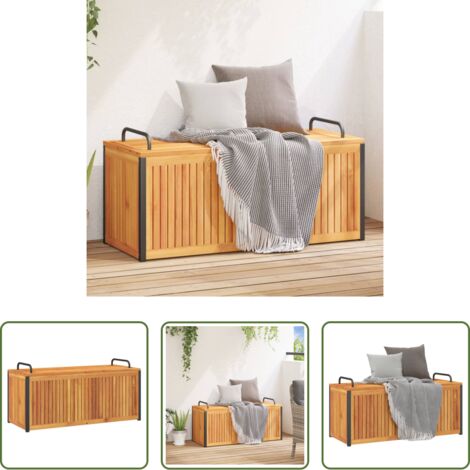 Scatola per cuscini -  Scatola Cuscini da Esterno 110x45x42/53 cm Legno Acacia/Acciaio