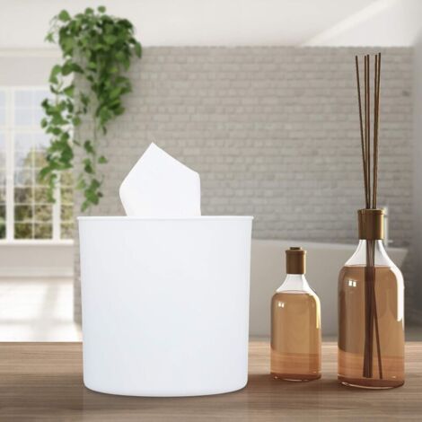 Scatola per dischetti struccanti in cotone con coperchio in bambù, design moderno, 13x13 cm, bianco/naturale