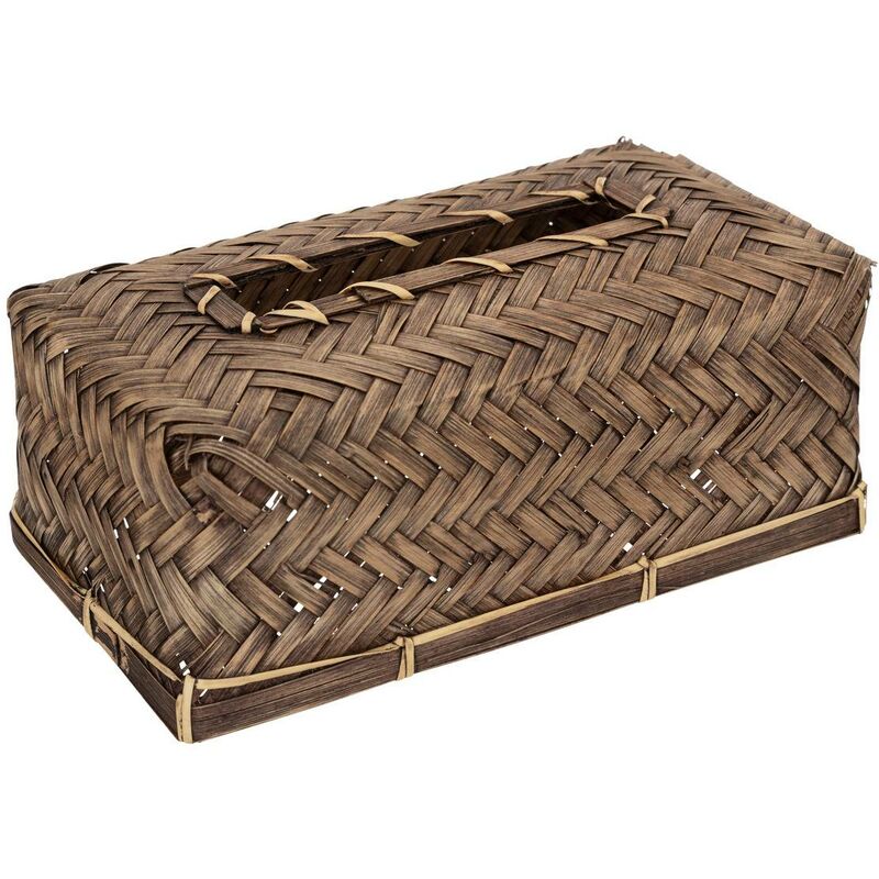 Image of Scatola per fazzoletti in bambù e rattan jiling l23cm - Atmosphera créateur d'intérieur - Brown