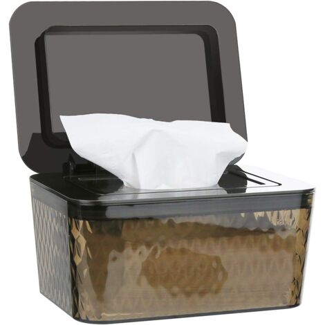 Scatola per salviettine umidificate per neonati senza BPA con coperchio, adatta per uso domestico e in ufficio (marrone, 19,513,310 cm)