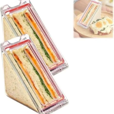 Scatola per sandwich triangolare, scatola per sandwich in plastica riutilizzabile con coperchio (set da 2)