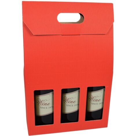 Scatola porta bottiglie rossa per confezioni regalo con onda a vista h 41 cm -2 Bottiglie