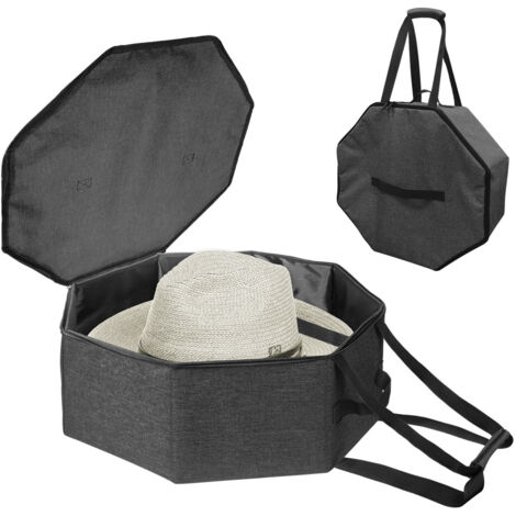 Scatola porta-cappelli per uomo e donna, borsa porta-cappelli da cowboy pieghevole con manico, grande borsa per il trasporto di cappelli (grigio scuro)