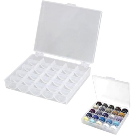 Scatola porta rocchetti con 25 scomparti vuoti, scatola portarocchetti in plastica, scatola da cucito in plastica, adatta per riporre rocchetti