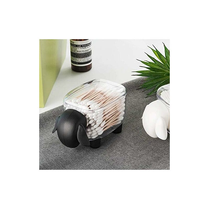 Image of Scatola porta trucchi trasparente per tampone di cotone e porta stuzzicadenti in cotone Dispenser per stuzzicadenti nero 12,5 × 7 × 8,5 cm
