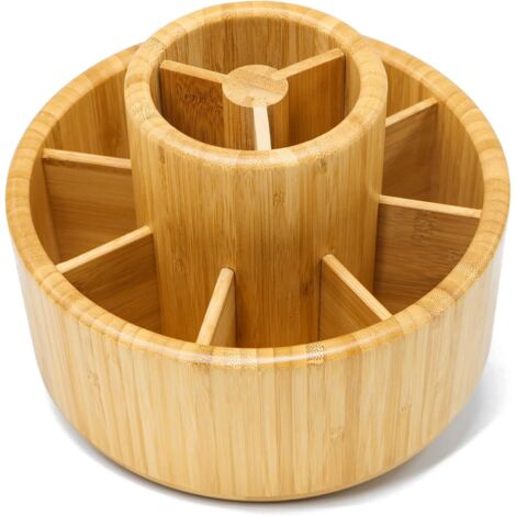 Scatola portaoggetti in bambù per penne, scatola portaoggetti girevole a 360° per materiali artistici, scatola portaoggetti da scrivania per pennarelli, matite colorate, pennelli, ecc.