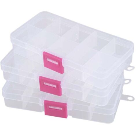 Scatola portaoggetti in plastica da 3 pezzi e 10 scomparti per componenti elettronici