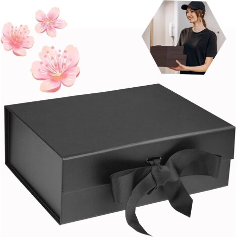 Scatola regalo magnetica nera con coperchio, scatola regalo in carta patinata nera, scatola regalo magnetica nera riutilizzabile, compleanni, anniversari, scatole regalo per le feste