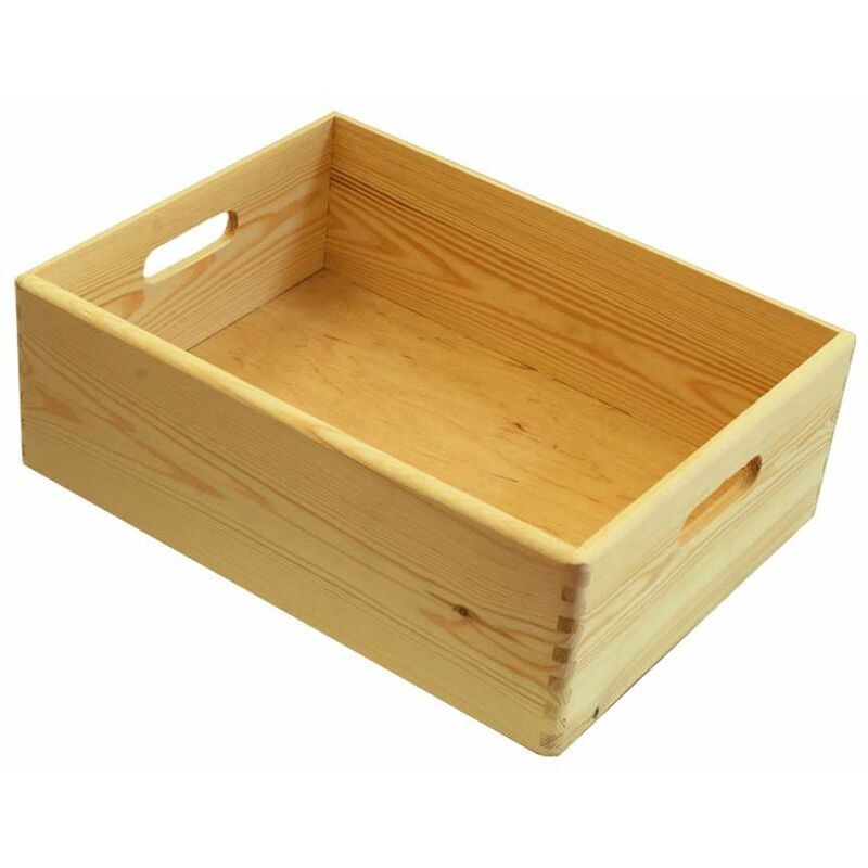 Image of N.d. - scatola multiuso senza coperchio wood box in legno marrone chiaro, 40x30x14 cm