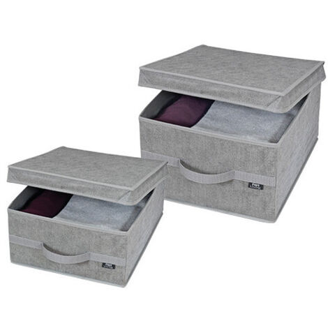 JOBGAR Scatola Stone box media in TNT 35×45×18 cm con maniglia frontale – DOMO LIVING