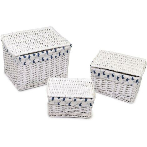 Scatola vimini ismaele 1-3 bianco rettangolare cm 45x35h30
