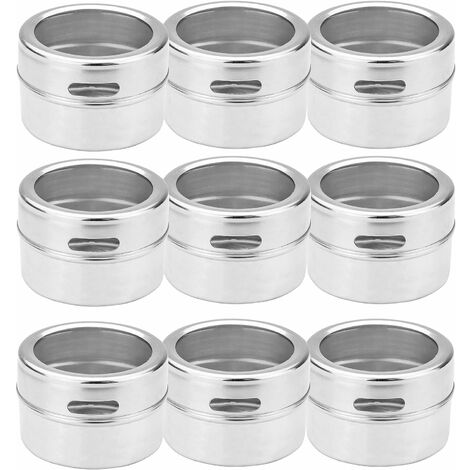 Perfekto24 Set di barattoli argento ideali per tutte le spezie ermetici e senza BPA Set di 4 barattoli per spezie impilabili 