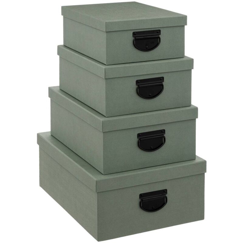 Image of 4 scatole verdi effetto juta - Verde - 5five