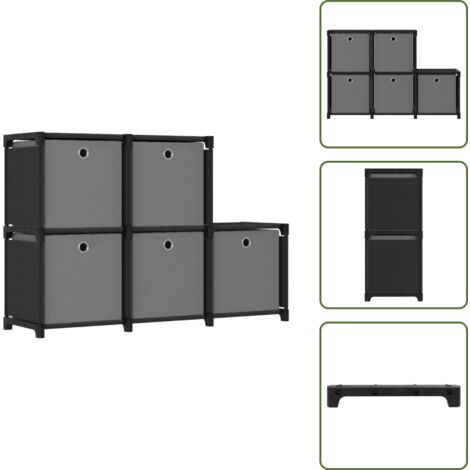 Scatole in tessuto - vidaXL Mobile con 5 Scatole a Cubo Nero 103x30x72,5 cm in Tessuto - Scaffale autoportante