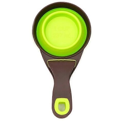 Sceau clip escamotable pour chien, gobelet doseur en silicone pour animaux de compagnie, 4oz 8oz 16oz (237 ml), vert - accessoire pratique pour croquettes et liquides.