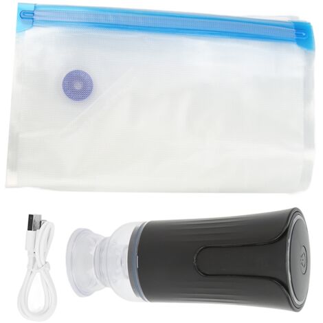 Sceau sous vide portable rechargeable USB-C avec sacs zippés réutilisables pour conservation alimentaire à domicile noir