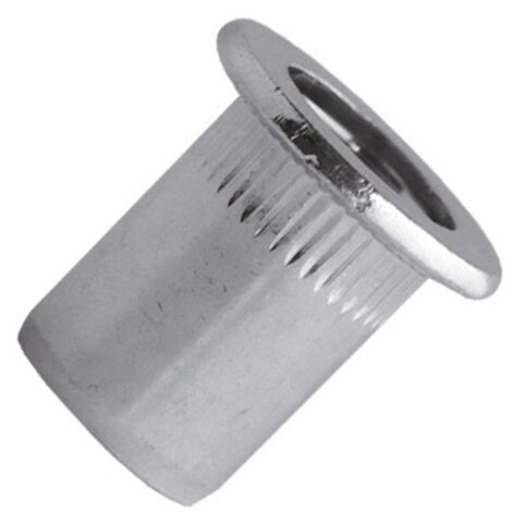 Scell-It – Ecrou cylindrique à sertir acier zingué M8 boîte de 100 – Tête plate antirotation – Fixation solide pour tôlerie et métallurgie