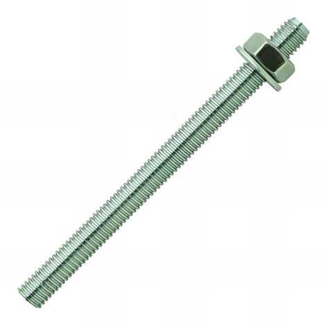 Scell-It – Lot de 10 tiges filetées M10 x 200 mm – Acier zingué 5.8 – Avec écrous et rondelles pour scellement chimique