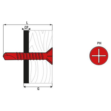 SCELL-IT Tornillo de mariposa avellanado - Cabeza en cruz - 4,8 x 38 mm - Caja de 250 - TFAC48038