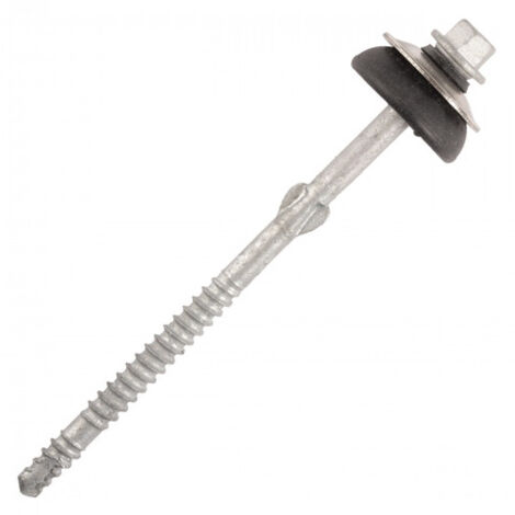 Scell-It – Vis étanches pour fibres-ciment 6,5 mm L. 130 mm – Tête hexagonale 8 mm – Acier galvanisé – Lot de 100 – Fixation rapide sans pré-perçage