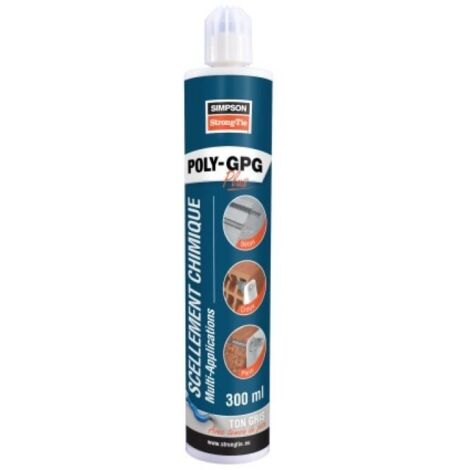Scellement chimique multi-applications POLY-GPG Plus, témoin de pose, pierre, cartouche 300ml - SIMPSON
