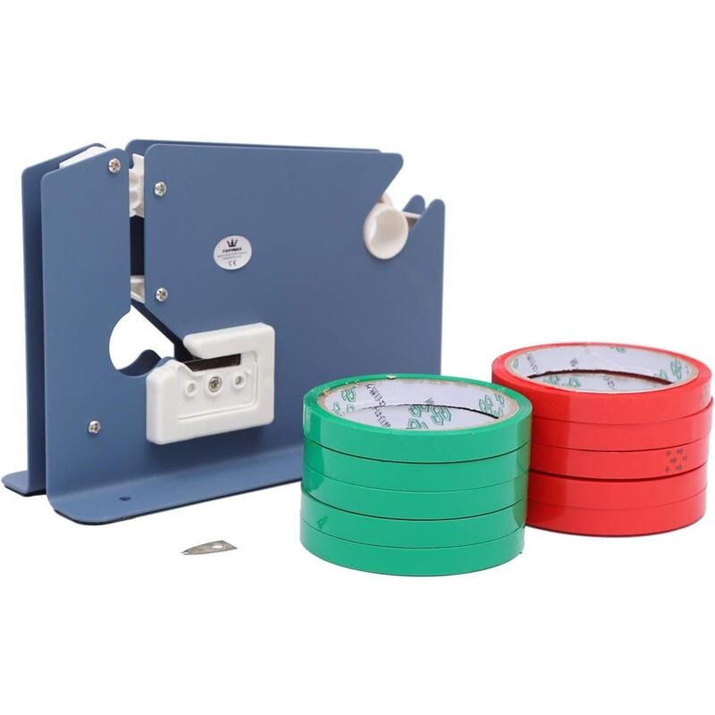 Scelleuse de Sac en Plastic pour Ruban Adhesif avec 10 Rouleaux Ruban Adhesif, Scellant d'emballage pour Sac à Plastique Convient aux Rubans de 9 à
