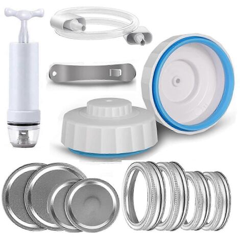 Scelleuse sous vide pour bocaux Mason, kits de mise sous vide pour bocaux Mason à ouverture standard et large, blanc argenté