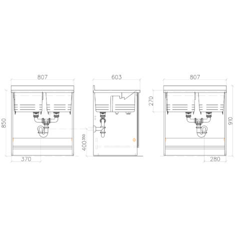 SCELTO DA DESIVERO Basic mobile con lavatoio 80x60 2 buche codice prod: DSV13470