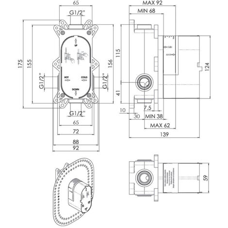 SCELTO DA DESIVERO Corpo incasso doccia c/deviaz. completo di scat.ingr.acqua calda e fredda 1/2" codice prod: DSV17326