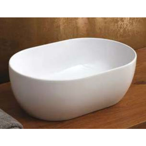 SCELTO DA DESIVERO Lavabo in ceramica ovale 45x31 bianco lucido da appoggio senza troppieno codice prod: DSV17432