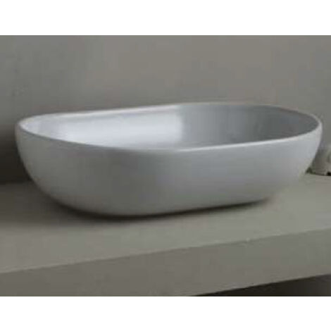SCELTO DA DESIVERO Lavabo in ceramica ovale 60x40 bianco lucido da appoggio senza troppopieno codice prod: DSV17443