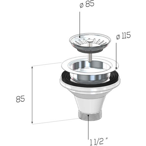 SCELTO DA DESIVERO PILETTA CON CESTELLO ASP. SENZA TROPPO PIENO DN 115 - 1"1/2 codice prod: DSV20683
