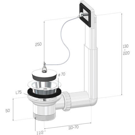 SCELTO DA DESIVERO PILETTA  GATTINARA PER LAVELLO INOX C/TROPPO PIENO  1"1/2 codice prod: DSV20682