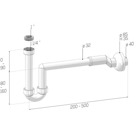 SCELTO DA DESIVERO SIFONE BIDET C/ECCENTRICO DN 32/40 - 1"- 1"1/4 codice prod: DSV20693