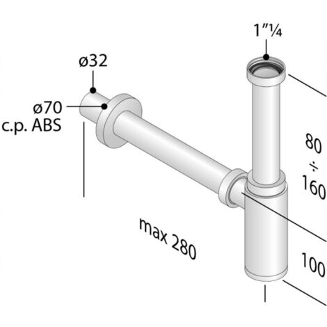 SCELTO DA DESIVERO SIFONE DESIGN PER LAVABO VISTA 1"1/4 ABS/CRO codice prod: DSV20948