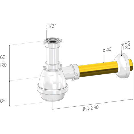 SCELTO DA DESIVERO SIFONE LAVELLO A BOCCIA 1 VIA S/PILETTA TUBO OTTONE  1"1/2 BCO codice prod: DSV20679