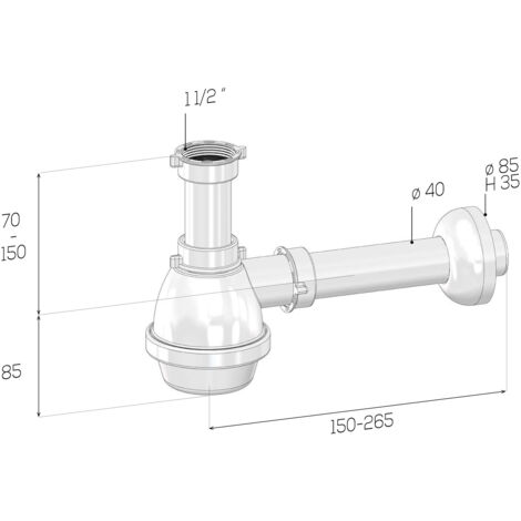 SCELTO DA DESIVERO SIFONE LAVELLO A BOCCIA 1 VIA S/PILETTA TUBO PP DN 40 1"1/2 BCO codice prod: DSV20678