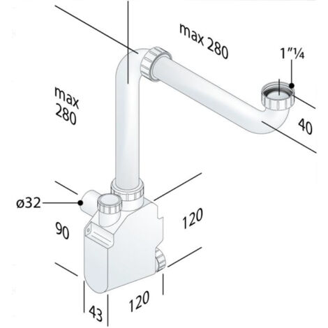 SCELTO DA DESIVERO SIFONE SALVASPAZIO IN ABS 1"1/4 X MOBILI BAGNO USCITA D32 codice prod: DSV20950