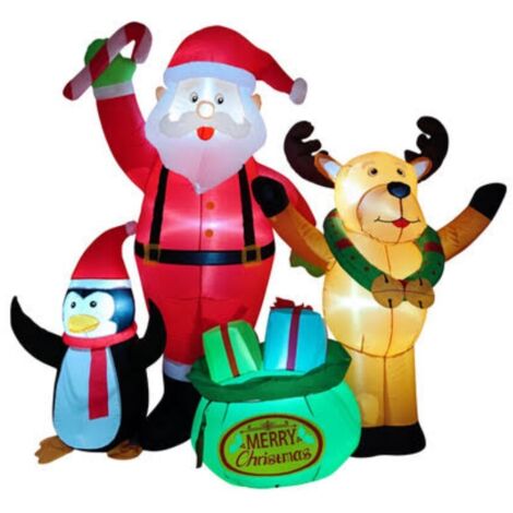 Scena natalizia gonfiabile StarryLights 175 cm - Babbo Natale, renne e pinguino