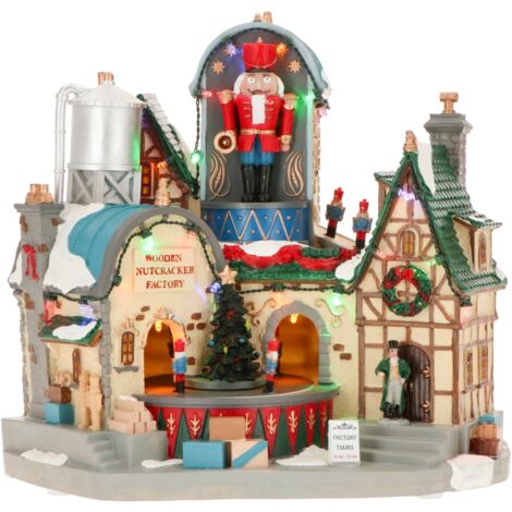 Scena Natalizia industria giochi illuminata con led decorazione per villaggio di Natale